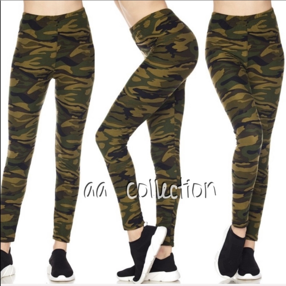 High Waist Leggings Camo Leopard Print OS - Picture 4 of 5